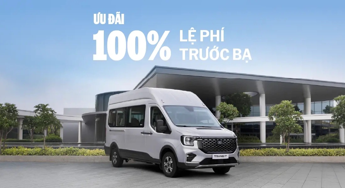 Silver Ford Transit van with 100% registration fee offer.