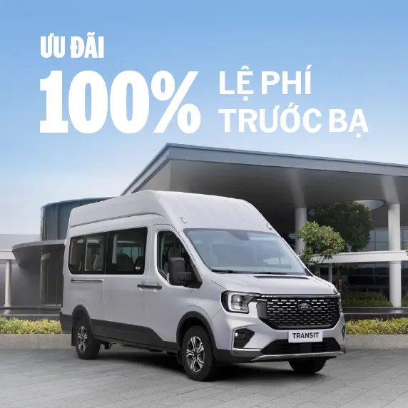 Silver Ford Transit van with 100% registration fee offer.