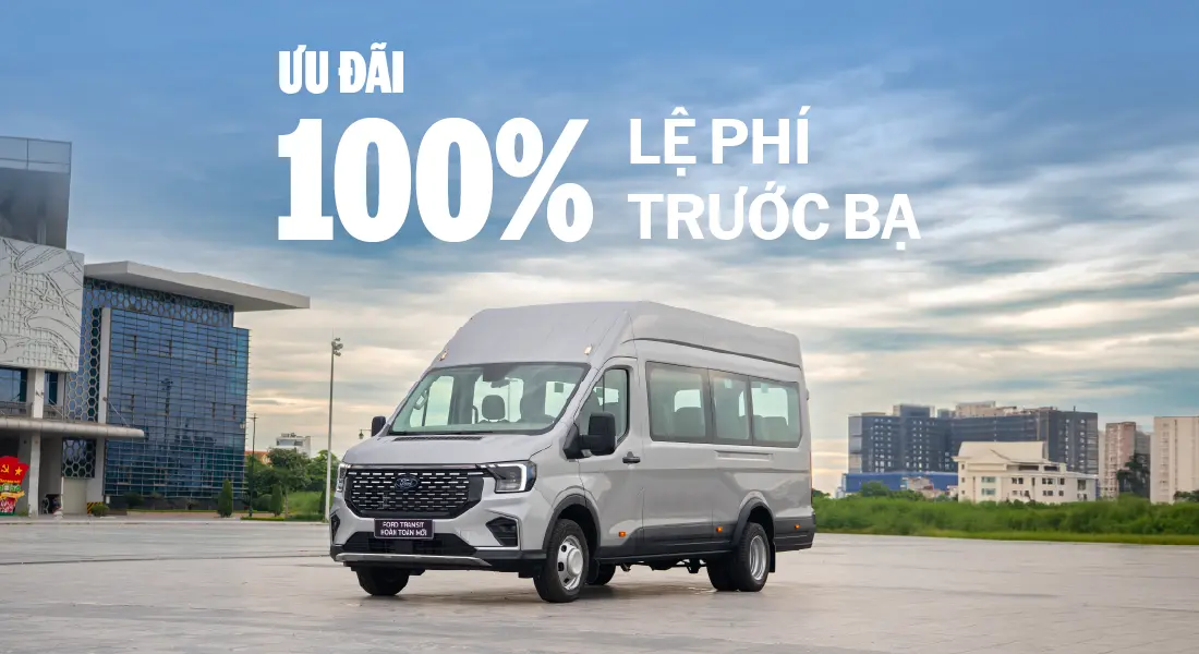 Silver Ford Transit van with 100% registration fee offer.