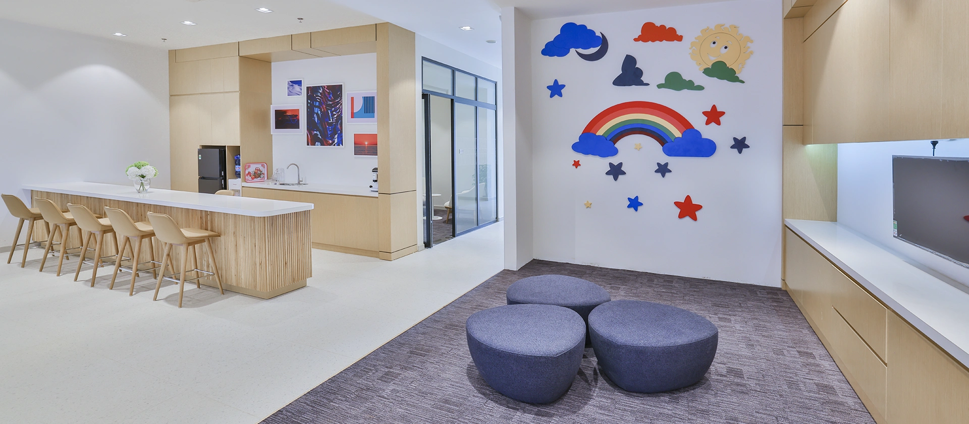 Area with rainbow drawing