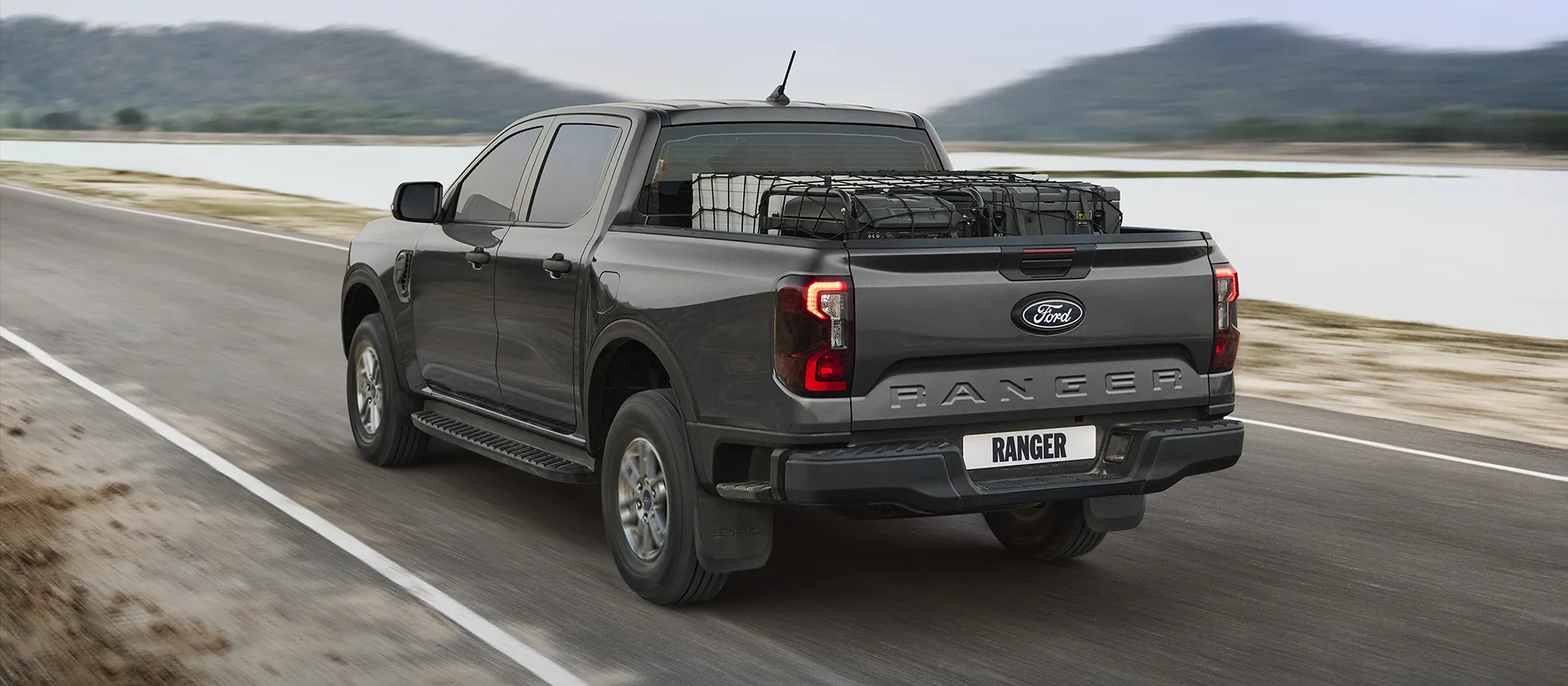 back Angle Image with grey vehicle.