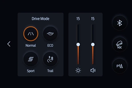 Ford Territory drive mode and vehicle control display